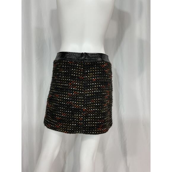 Veronica Beard 'Lucy' Black Tweed Leather Trim Mini Skirt Size 4 - Picture 3 of 5